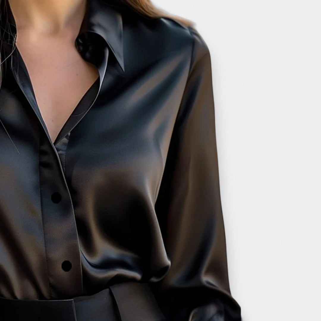 Satiny Blouse with Collar