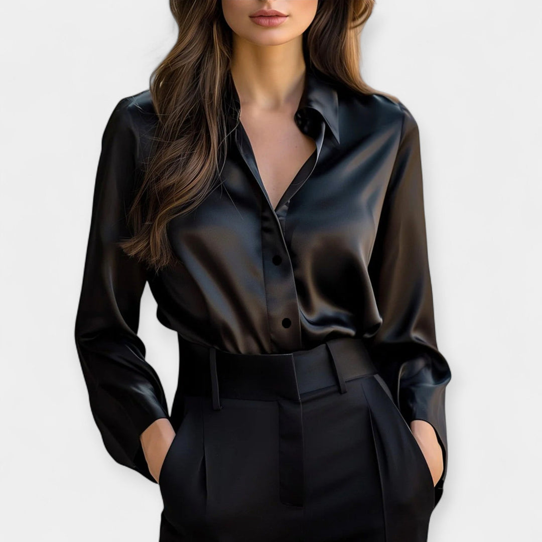 Satiny Blouse with Collar