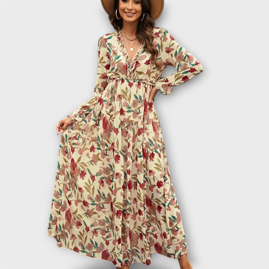 Maxi Dress with Floral Patterns