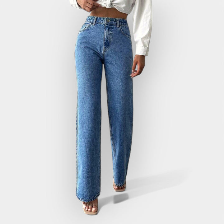 Visok Pas Jeans s Širokim Udobnim Krojem