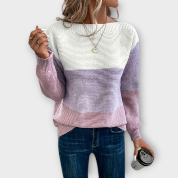 Clara - Elegantni trobojni patchwork pulover