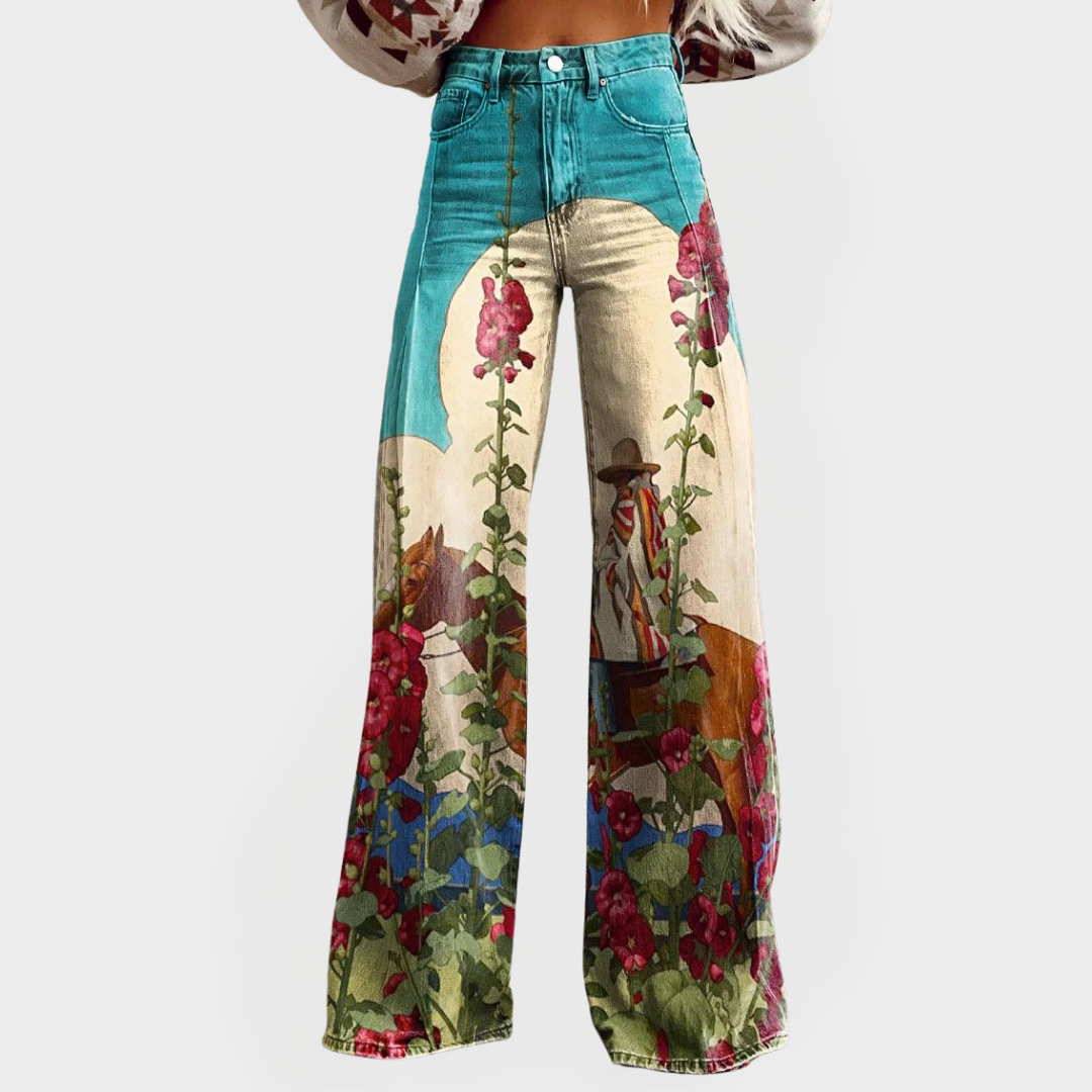 Chic Floral Wide-Leg Jeans