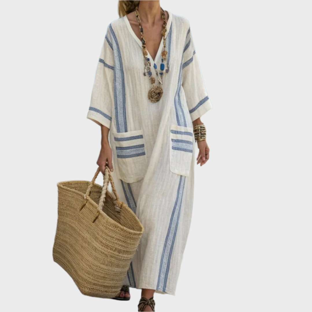 Kaftan s Črtami in Prostornimi Žepi