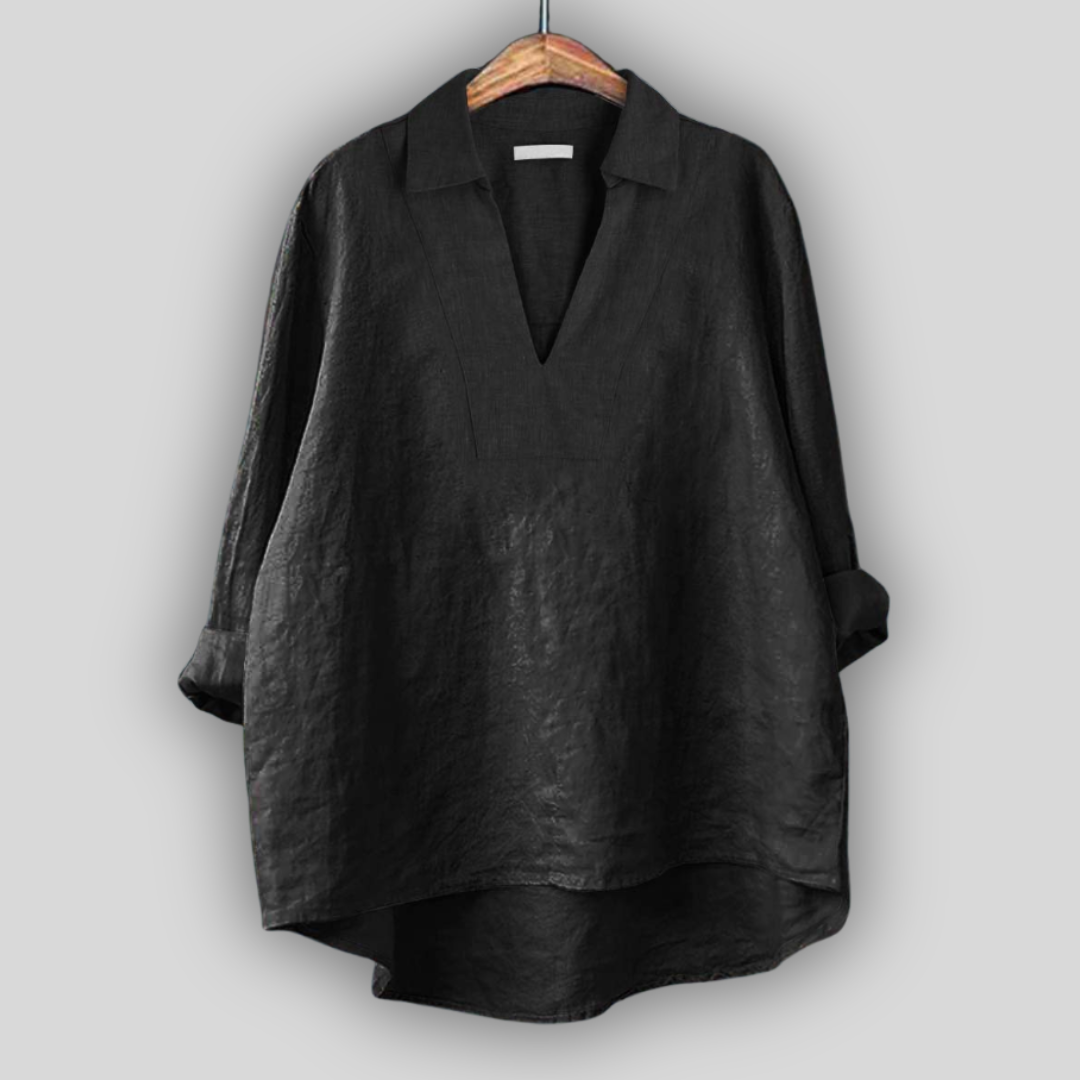 Elegant Silver Linen Blouse