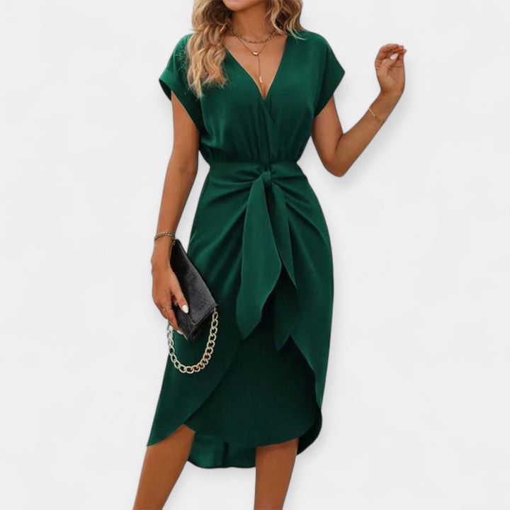 Zeleno Midi Obleko z Eleganco