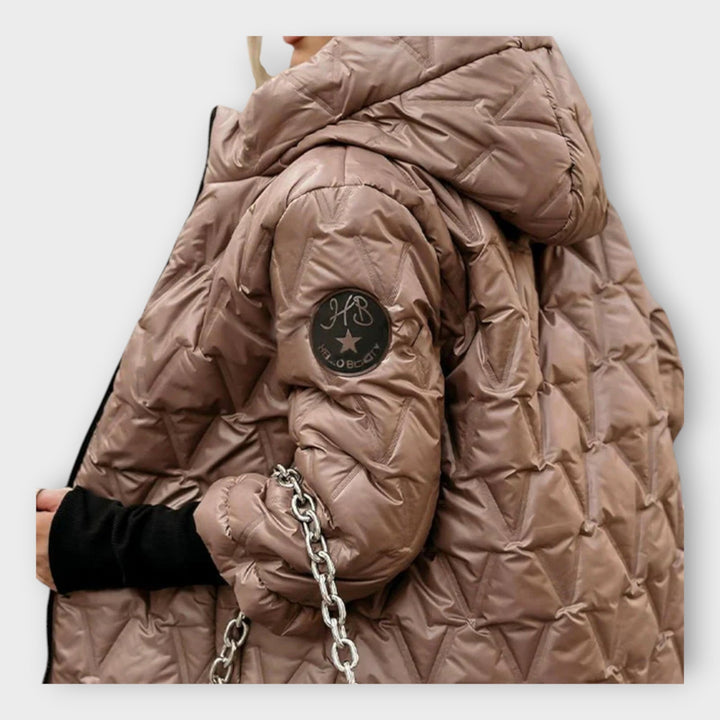 Elegantni quilted plašč s kapuco