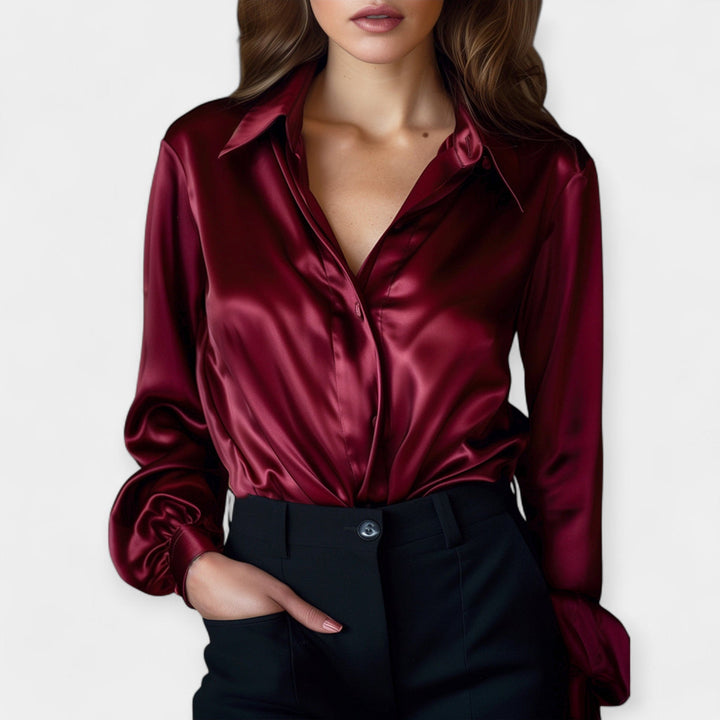 Satiny Blouse with Collar
