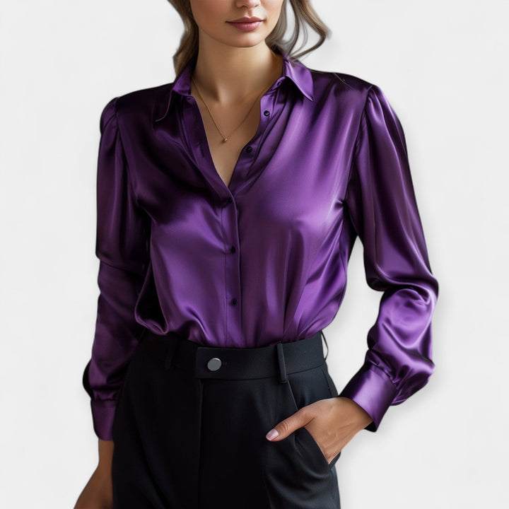 Satiny Blouse with Collar