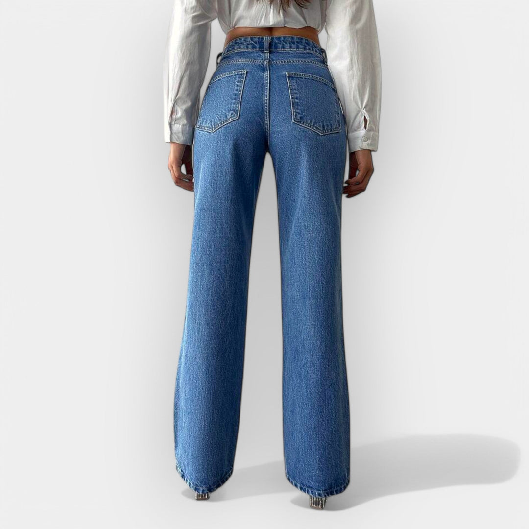 Visok Pas Jeans s Širokim Udobnim Krojem