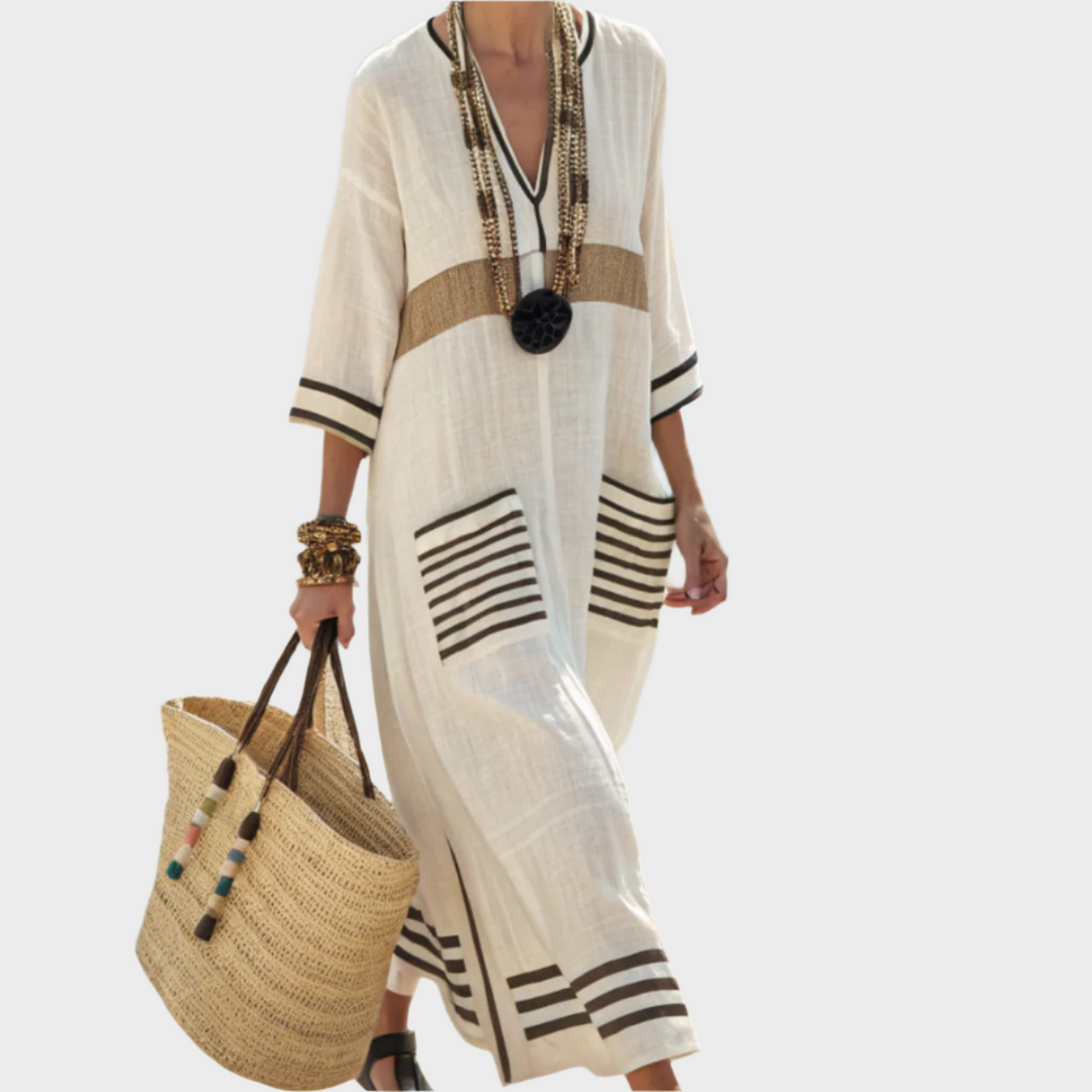 Kaftan s Črtami in Prostornimi Žepi