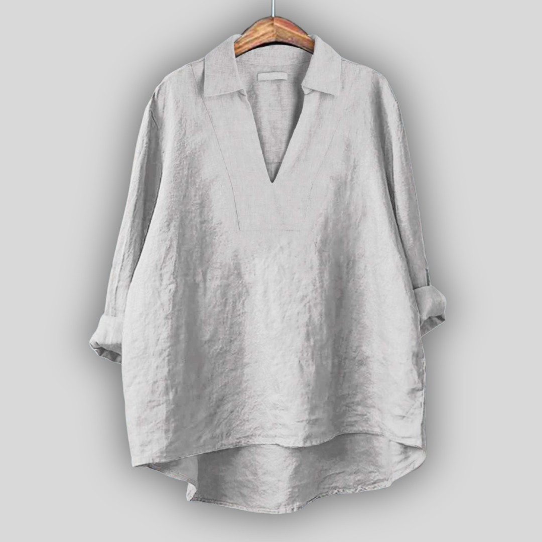 Elegant Silver Linen Blouse