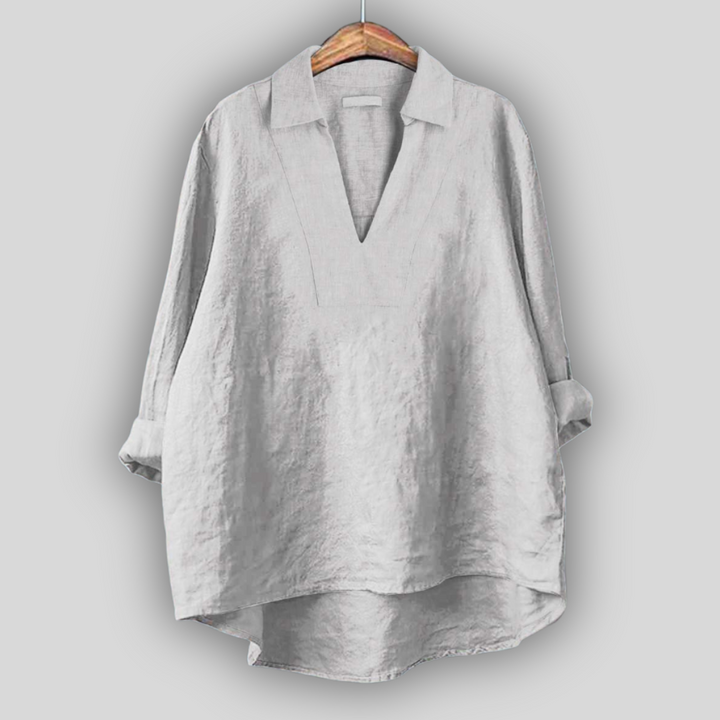 Elegant Silver Linen Blouse