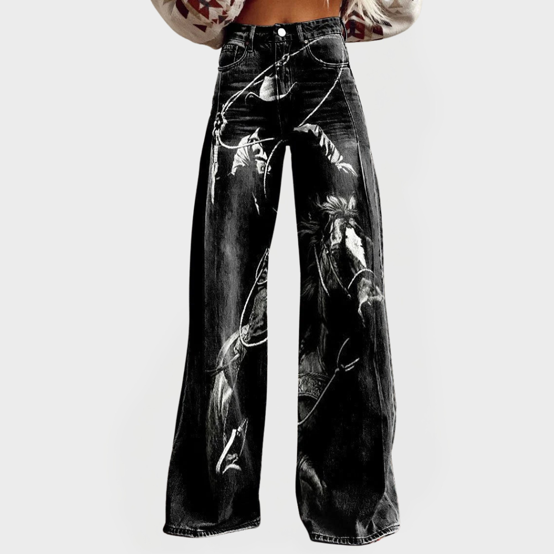 Elegantni Udobni Jeans z Motivom