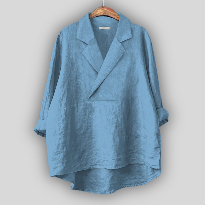 Rose-Inspired Linen Blouse 'Rožnati Vdih'