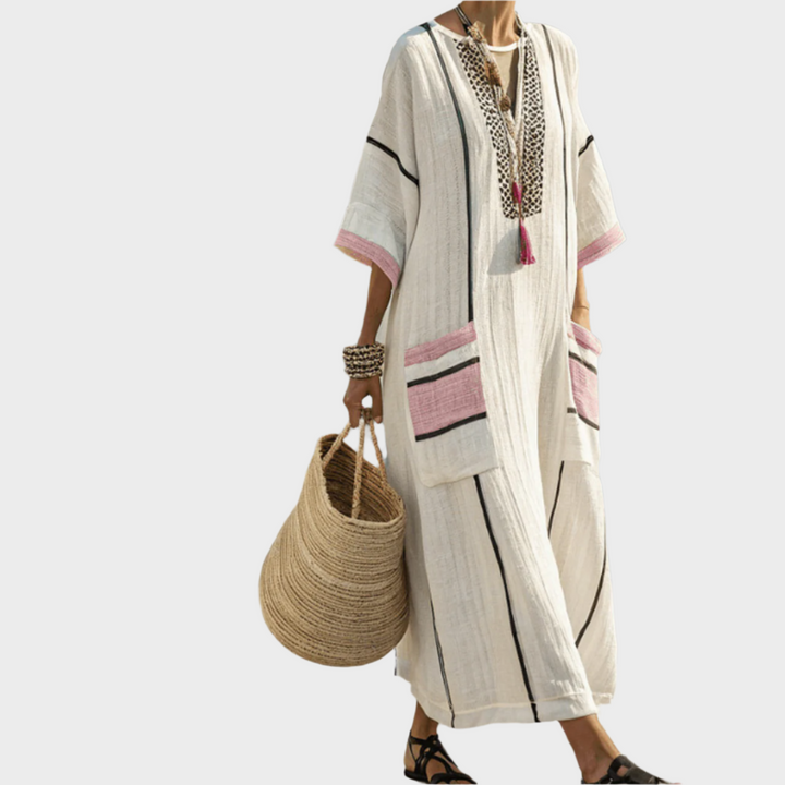 Kaftan s Črtami in Prostornimi Žepi