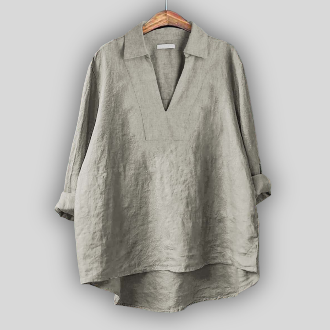 Elegant Silver Linen Blouse
