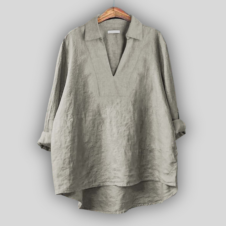 Elegant Silver Linen Blouse