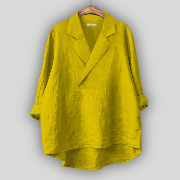 Rose-Inspired Linen Blouse 'Rožnati Vdih'