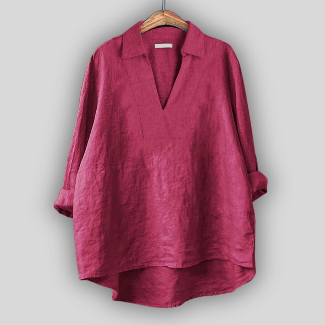 Elegant Silver Linen Blouse