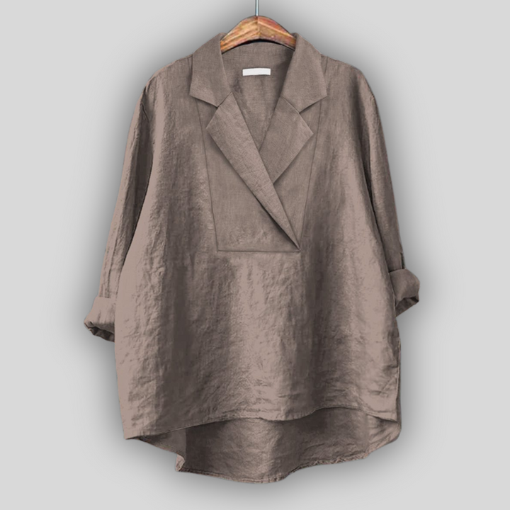 Rose-Inspired Linen Blouse 'Rožnati Vdih'