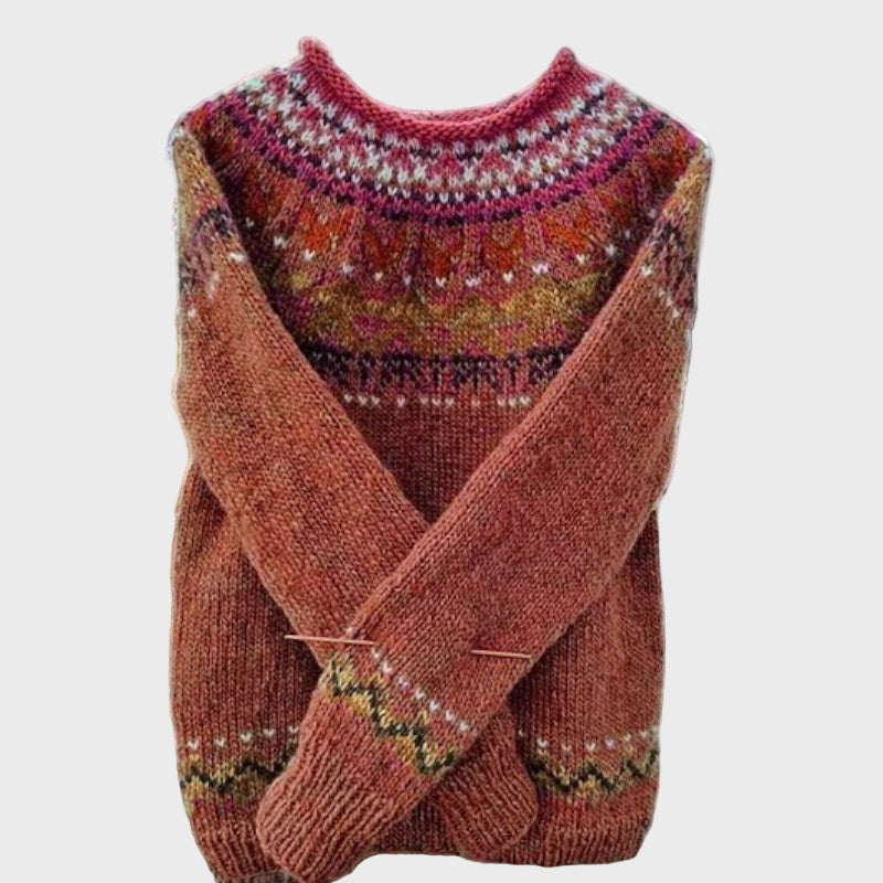 Retro Navdihani Pleteni Pulover z Visokim Ovratom