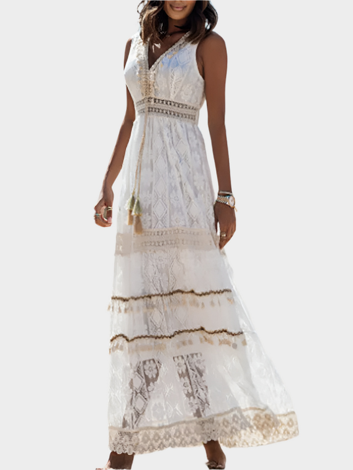 Boho stil retro obleka z vezanjem