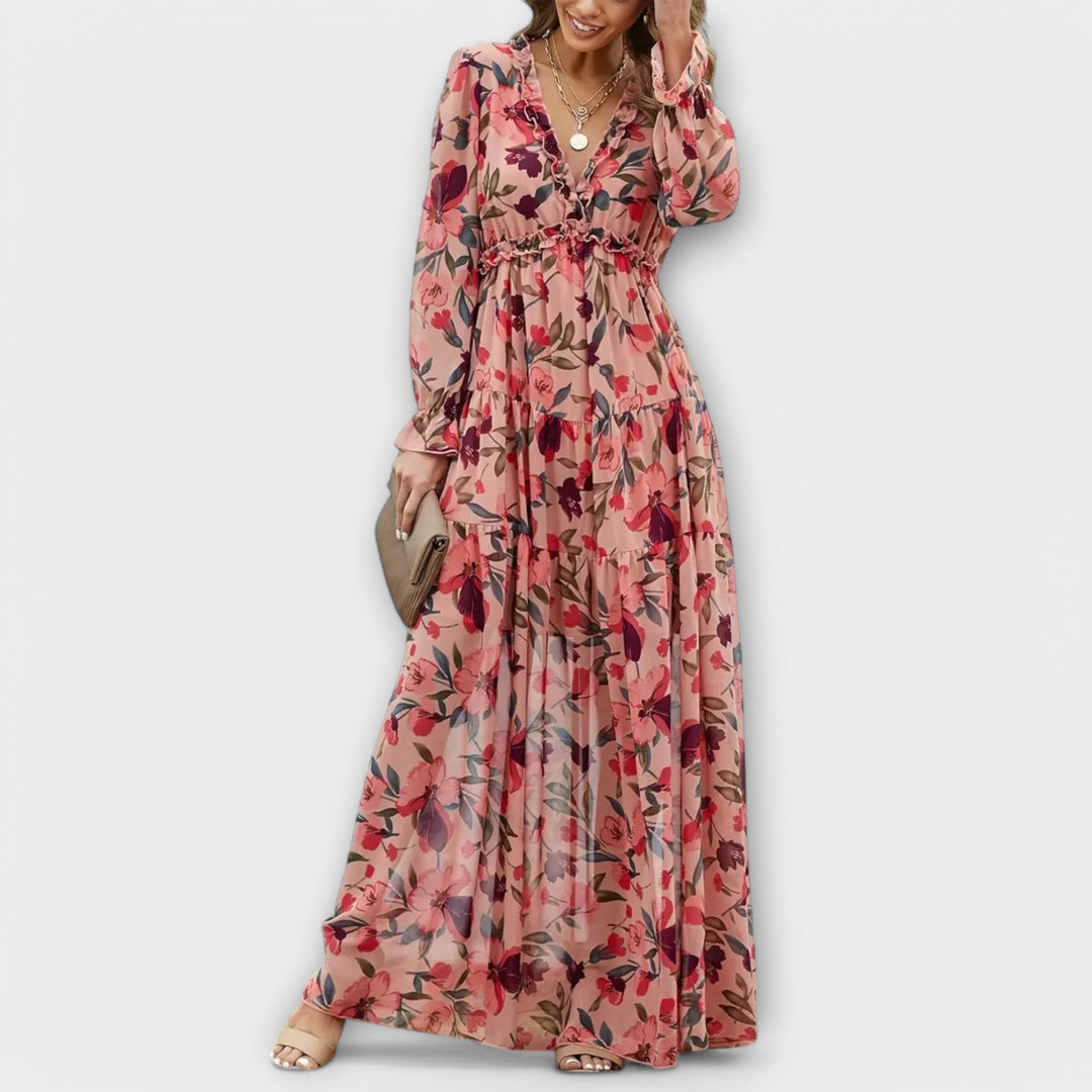 Maxi Dress with Floral Patterns