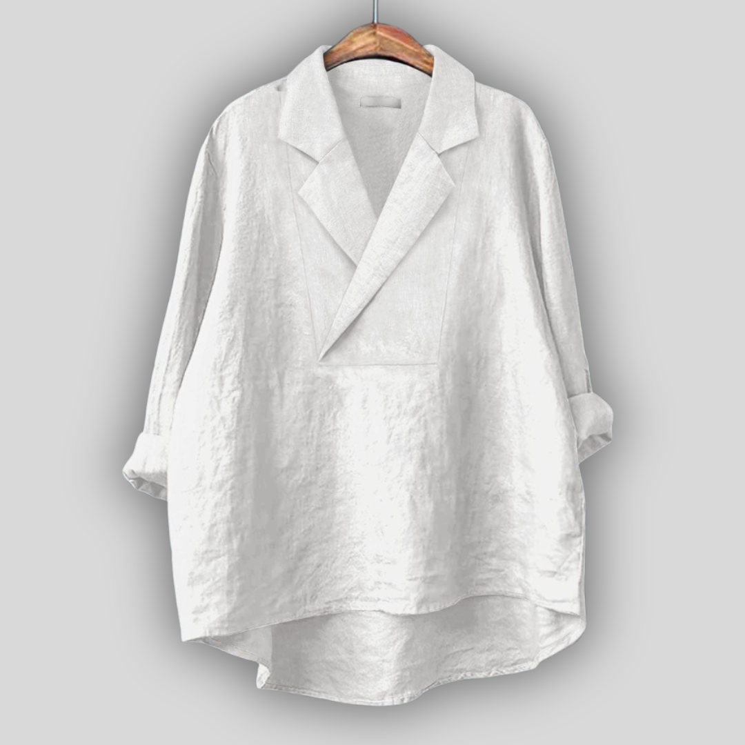 Rose-Inspired Linen Blouse 'Rožnati Vdih'