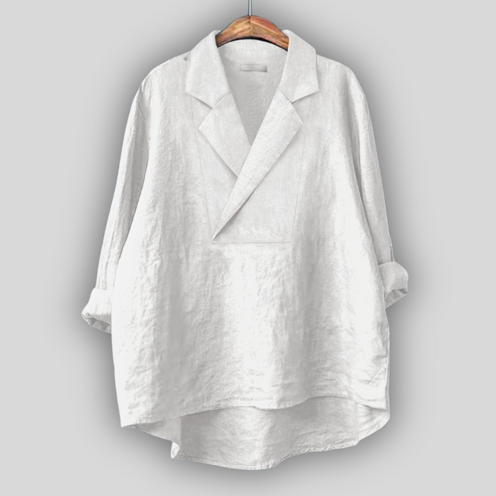 Rose-Inspired Linen Blouse 'Rožnati Vdih'