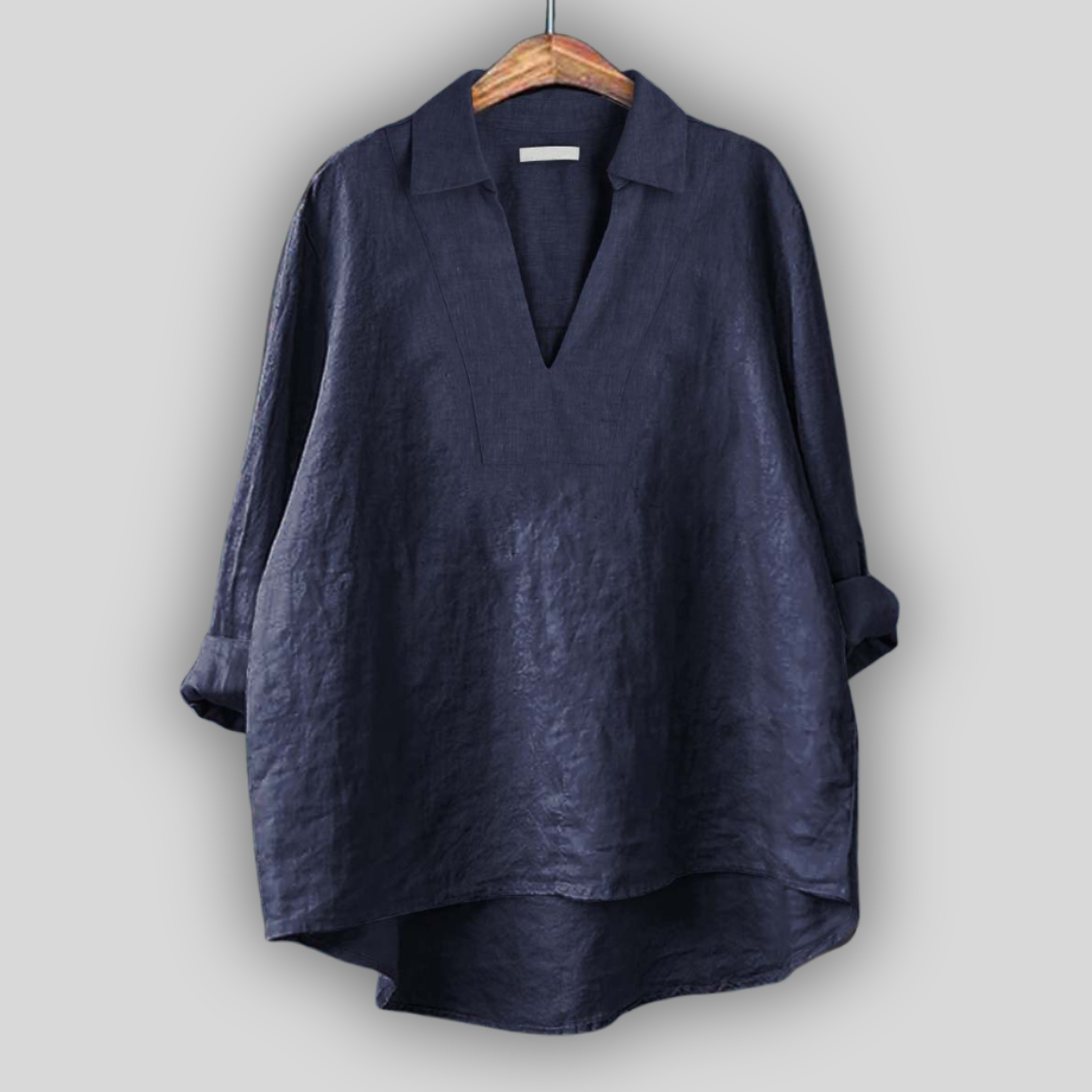 Elegant Silver Linen Blouse
