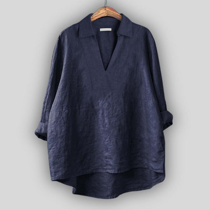 Elegant Silver Linen Blouse