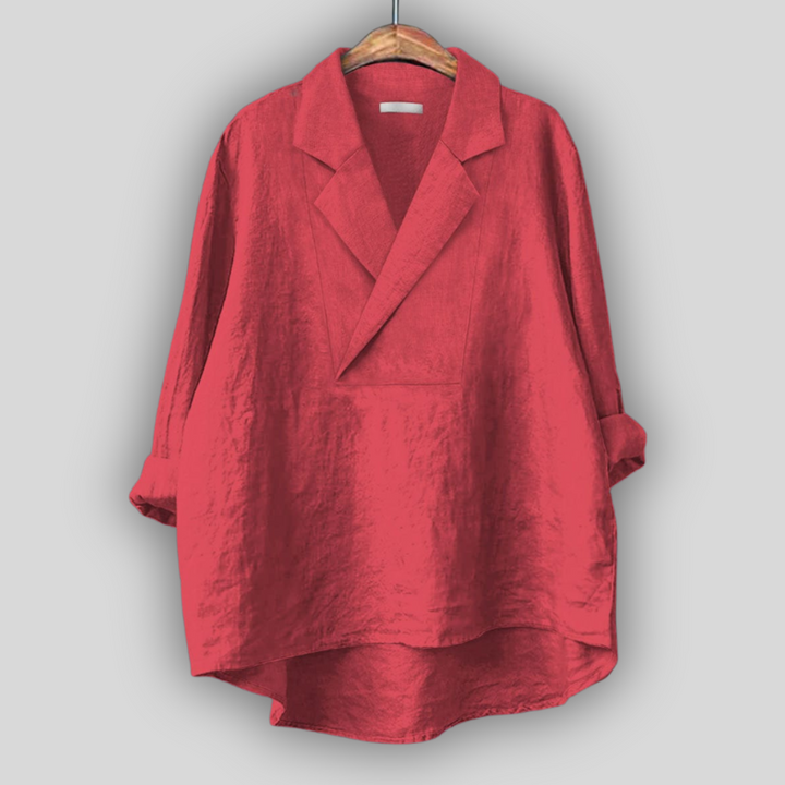 Rose-Inspired Linen Blouse 'Rožnati Vdih'