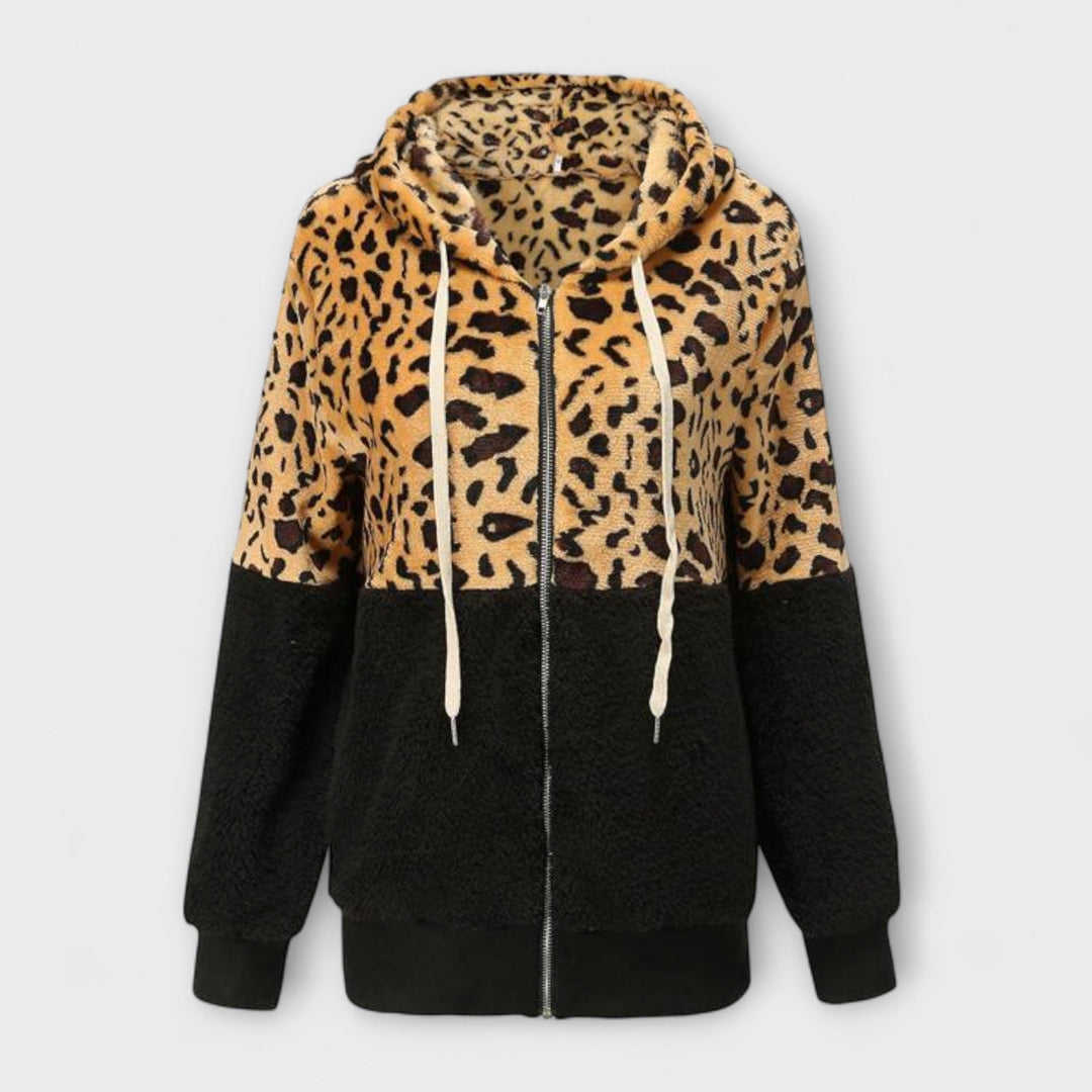 Lea - Pulover s kapuco v leopardjem vzorcu