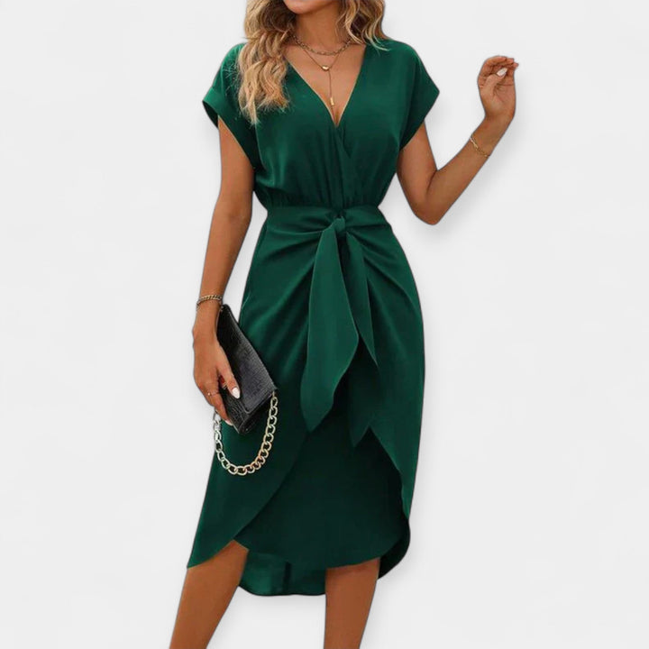 Zeleno Midi Obleko z Eleganco