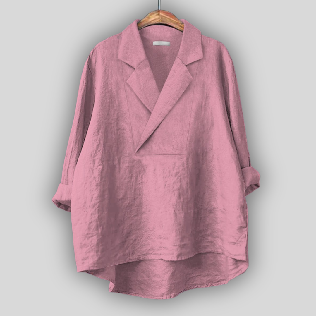 Rose-Inspired Linen Blouse 'Rožnati Vdih'