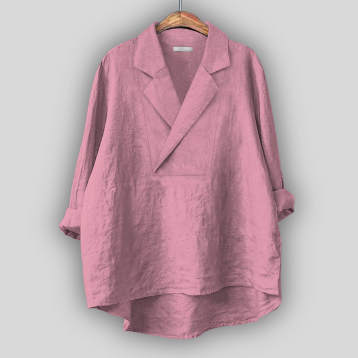 Rose-Inspired Linen Blouse 'Rožnati Vdih'