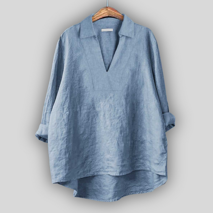 Elegant Silver Linen Blouse