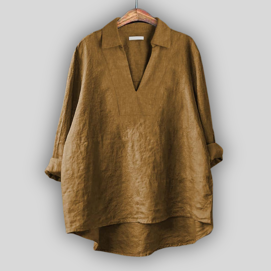 Elegant Silver Linen Blouse