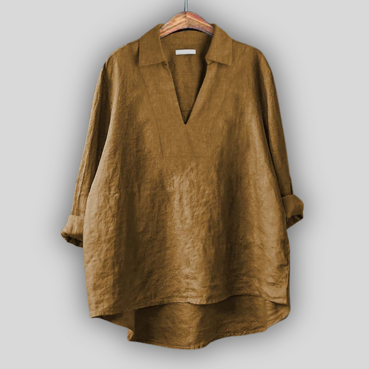 Elegant Silver Linen Blouse
