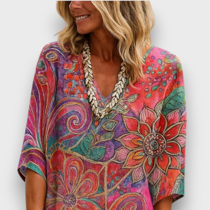 Boho vzoriran kaftan v udobnem kroju