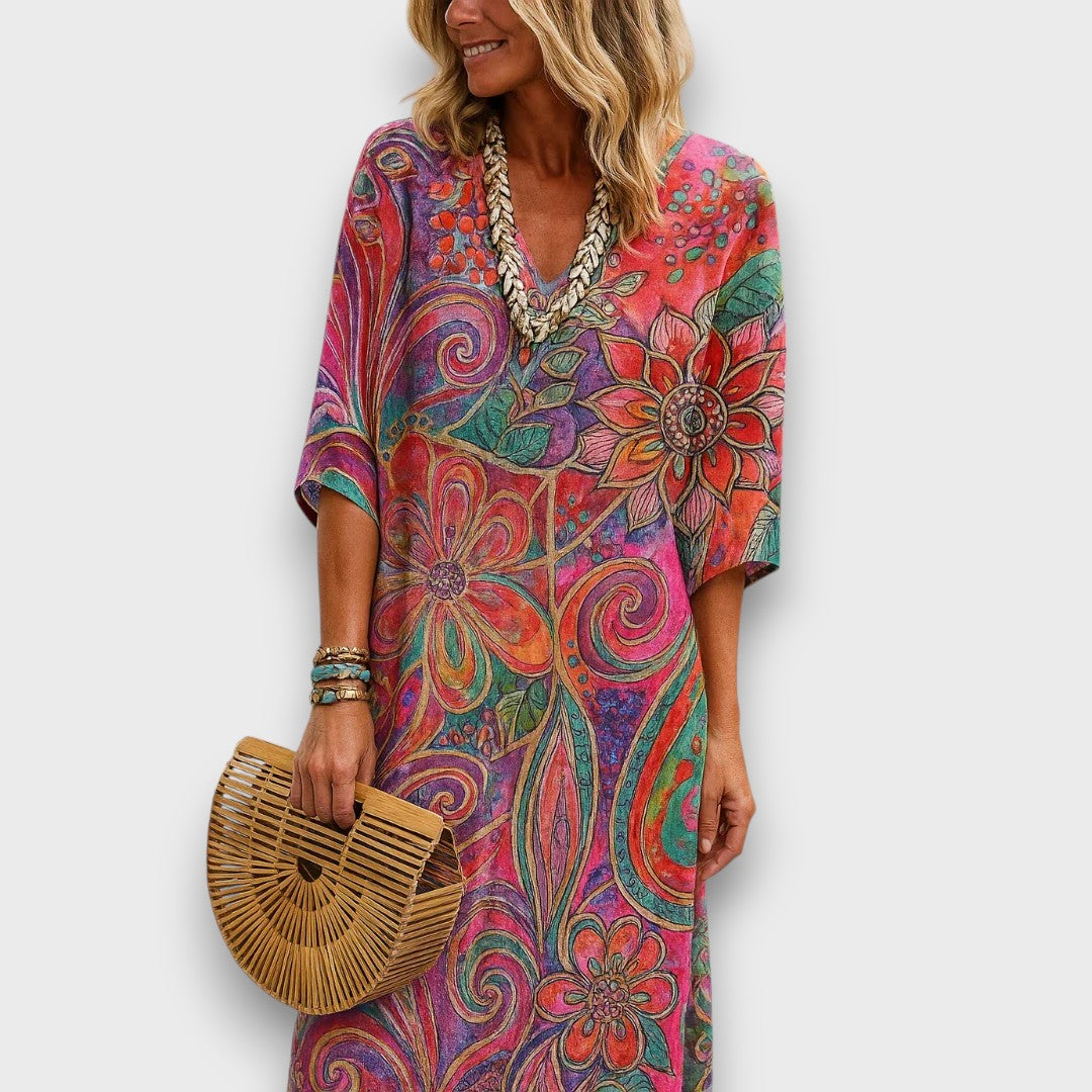 Boho vzoriran kaftan v udobnem kroju