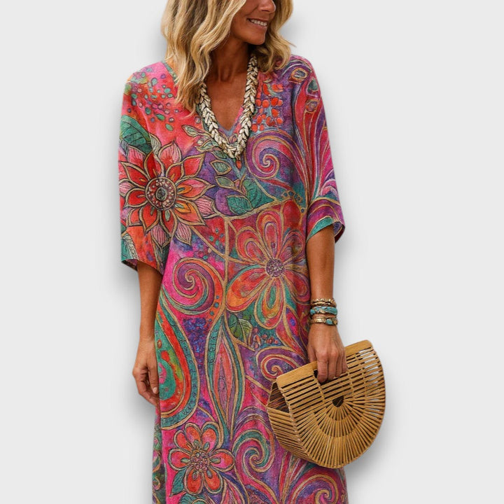 Boho vzoriran kaftan v udobnem kroju