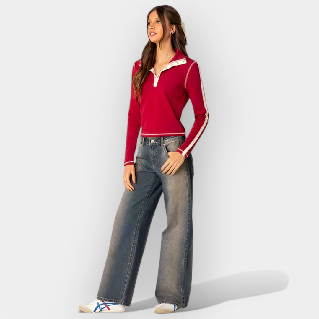 Jeans Hlače z Nizkim Pasom