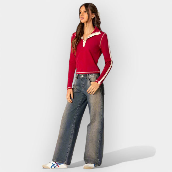 Jeans Hlače z Nizkim Pasom