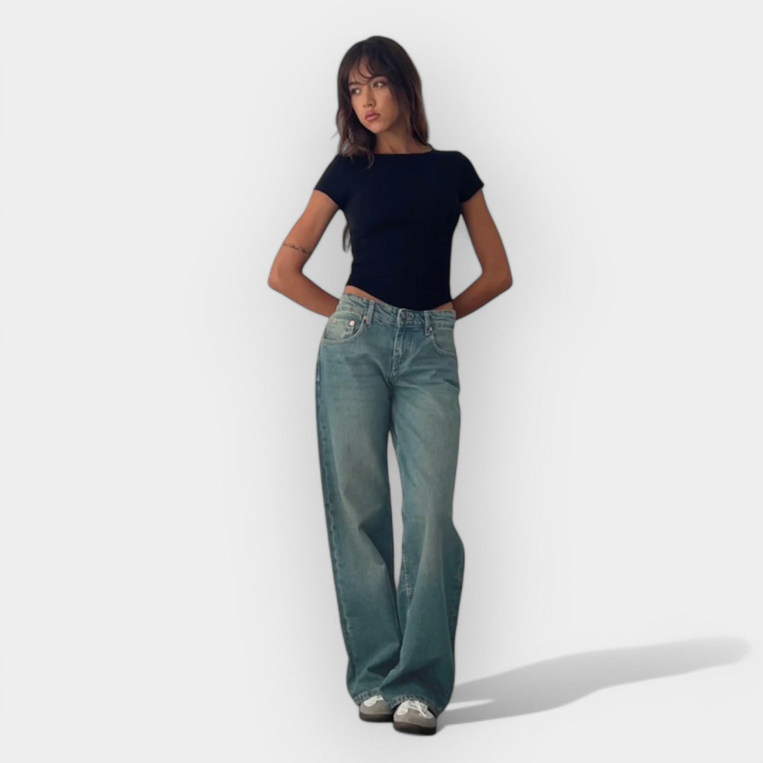 Jeans Hlače z Nizkim Pasom