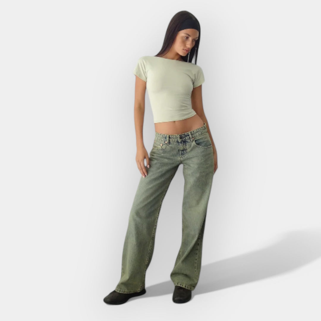 Jeans Hlače z Nizkim Pasom