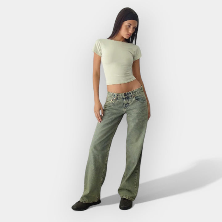 Jeans Hlače z Nizkim Pasom