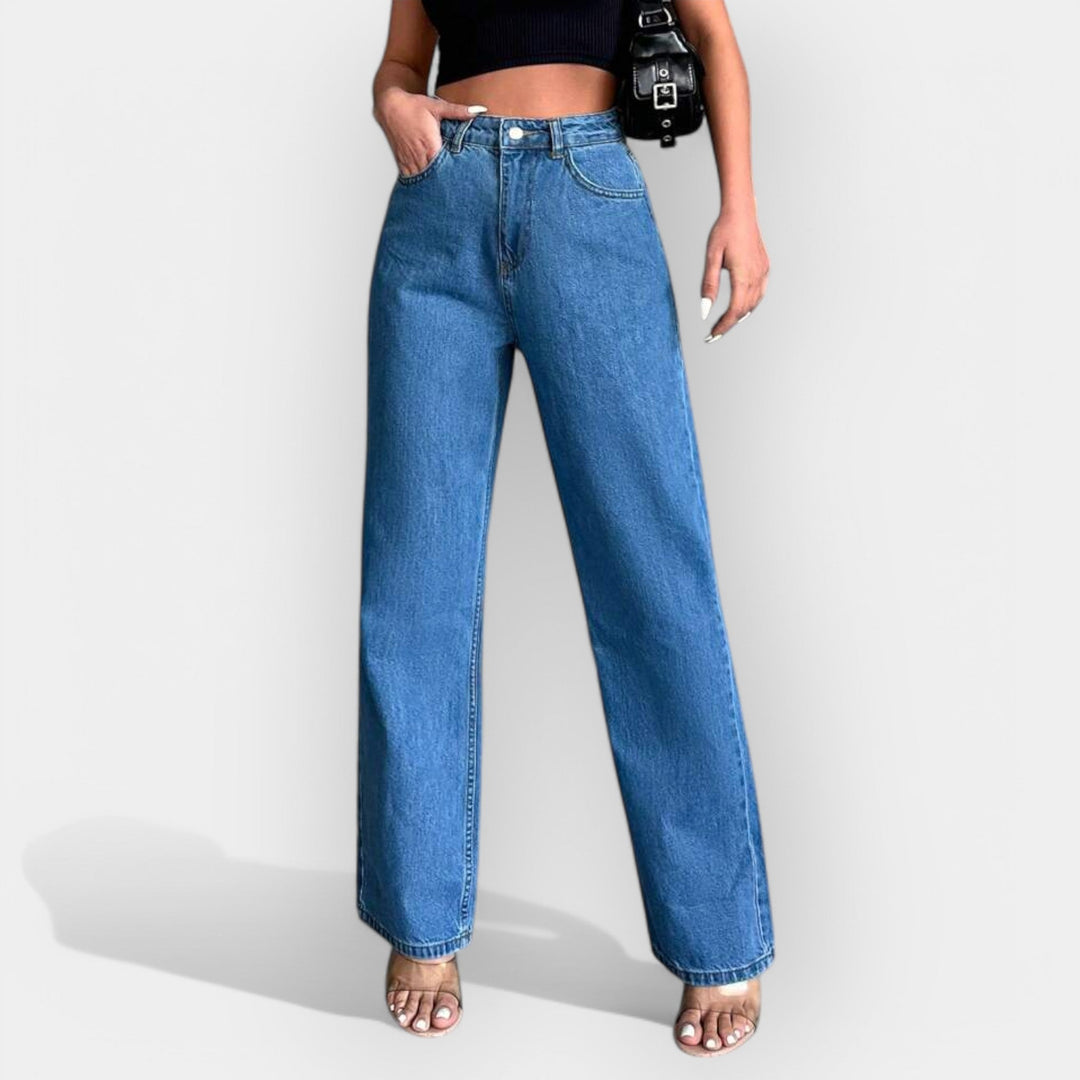 Visok Pas Jeans s Širokim Udobnim Krojem