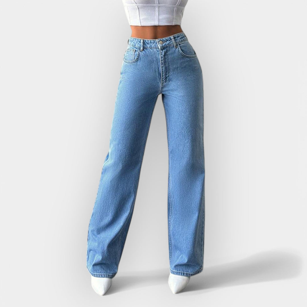 Visok Pas Jeans s Širokim Udobnim Krojem