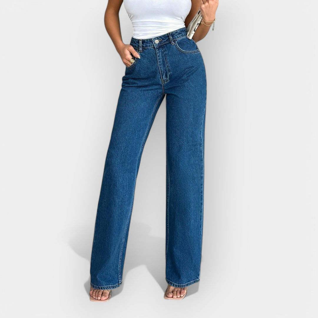 Visok Pas Jeans s Širokim Udobnim Krojem